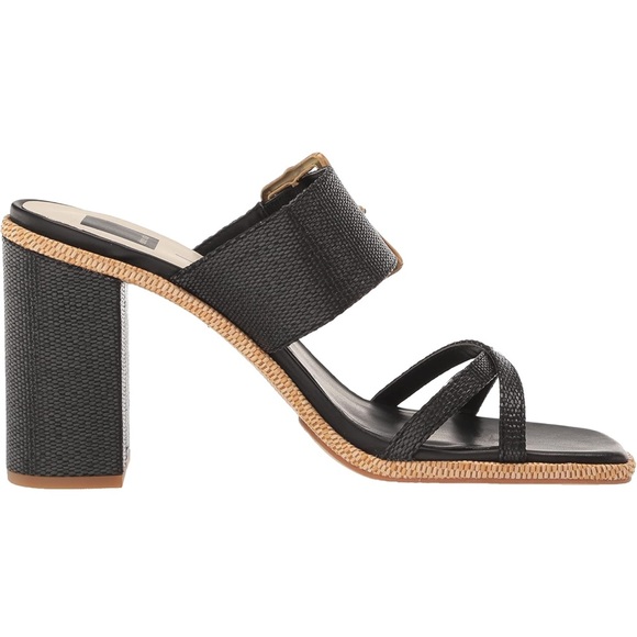 Dolce Vita NWOT Onnie Raffia Square Toe Block Heel Size 8.5 - Picture 2 of 2